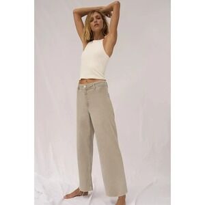 Zara Jeans Size 2 "The Marine Straight" Wide Leg Flare Raw Hem High Rise Denim